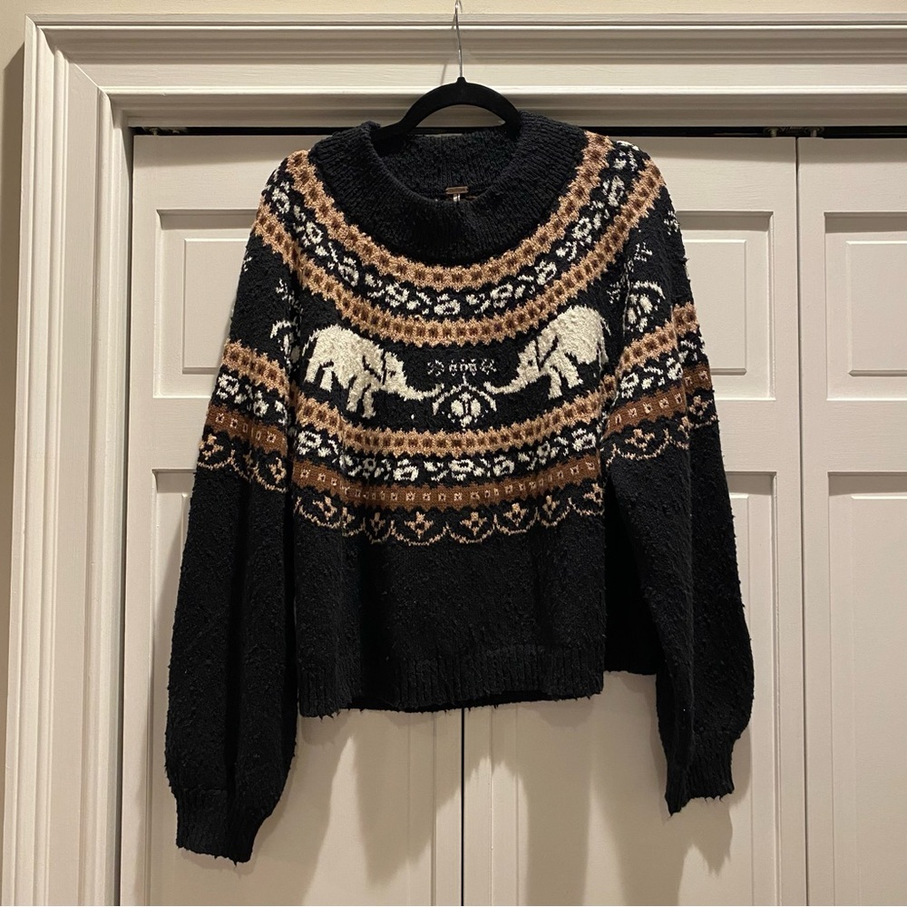 Free People Nellie Elephant Fair Isle Boucle Sweater | Size Large - Picture 12 of 15